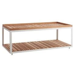 Cane-Line Level Loungetisch 120x60cm Aluminium/Teak Weiß/Natur -Garten Leben cane line level loungetisch 120x60cm aluminium teak 1479822 2