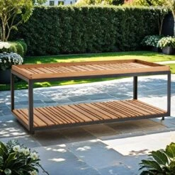 Cane-Line Level Loungetisch 120x60cm Aluminium/Teak Lava Grey/Natur
