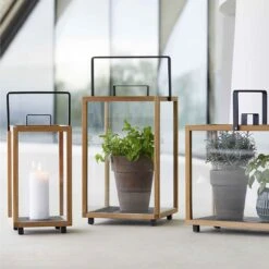 Cane-Line Lighthouse Laterne 33x33x54 Cm Teak/Aluminium Natur/Lava Grey -Garten Leben cane line lighthouse laterne 33x33x54 cm teak aluminium 1463696 4