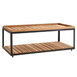 Cane-Line Ocean Loungeset 5-tlg. Mit Tischen Aluminium/Teak Dark Grey/Natur -Garten Leben cane line ocean loungeset 5 tlg mit tischen aluminium teak 1481681 5
