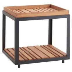 Cane-Line Ocean Loungeset 5-tlg. Mit Tischen Aluminium/Teak Dark Grey/Natur -Garten Leben cane line ocean loungeset 5 tlg mit tischen aluminium teak 1481681 6