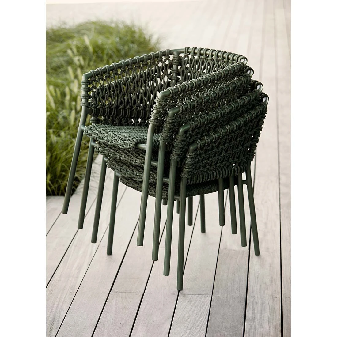 Cane-Line Ocean Stapelsessel Aluminium/Rope Dark Green 4 Cane-Line Ocean Stapelsessel Aluminium/Rope Dark Green – Bild 2