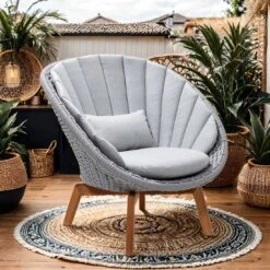 Cane-Line Peacock Loungesessel Teak/Rope Light Grey/Natur