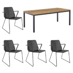 Cane-Line Vision Gartenmöbelset 5-tlg. Mit Tisch 180x90cm Black/Natur