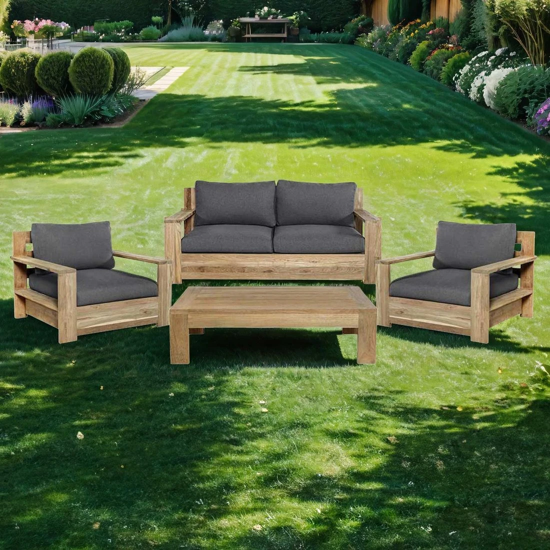 OUTLIV. Castello Loungeset 4-tlg. Recycelt Teak/Sunproof Natur/Dunkelgrau 3 OUTLIV. Castello Loungeset 4-tlg. Recycelt Teak/Sunproof Natur/Dunkelgrau