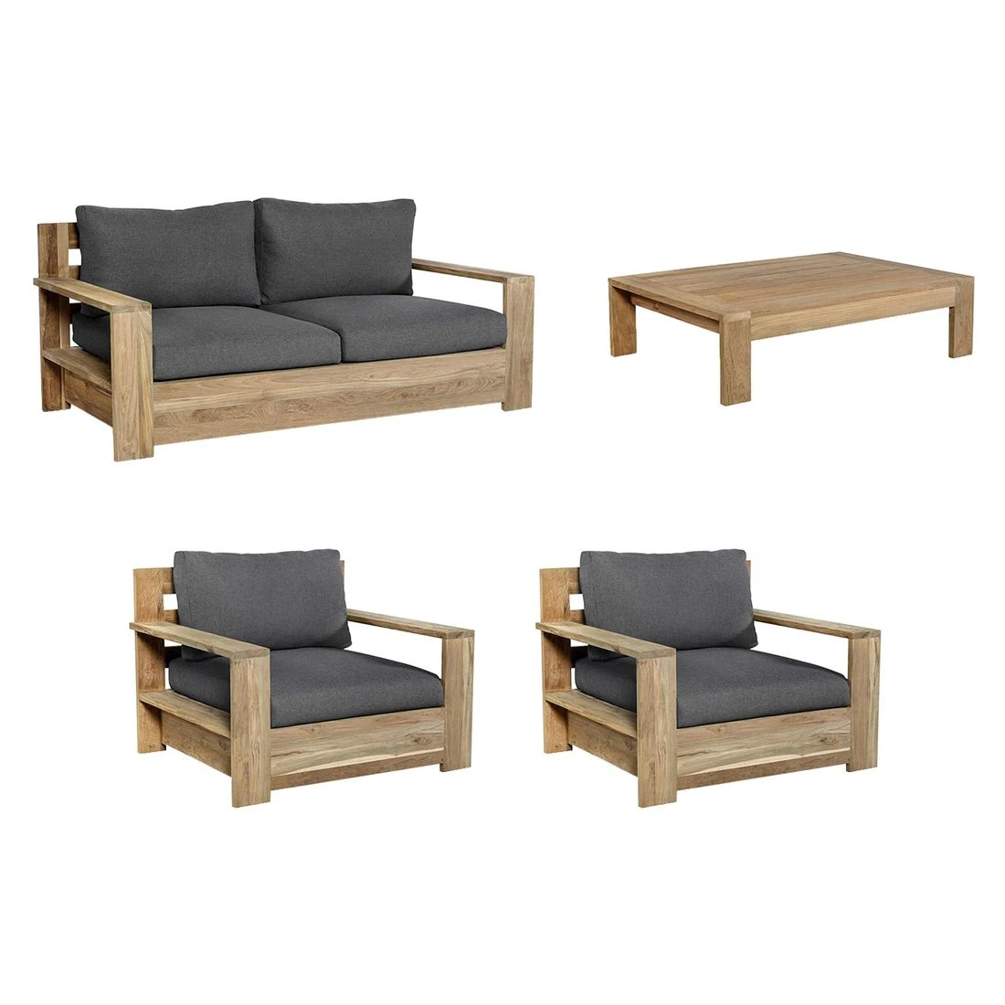 OUTLIV. Castello Loungeset 4-tlg. Recycelt Teak/Sunproof Natur/Dunkelgrau 5 OUTLIV. Castello Loungeset 4-tlg. Recycelt Teak/Sunproof Natur/Dunkelgrau – Bild 3