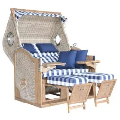 DeVries Greenline 175XL Strandkorb Akazie/Geflecht Des.743 Antique Weiß -Garten Leben devries greenline 175xl strandkorb akazie geflecht des 743 antique weiss 1246039 3