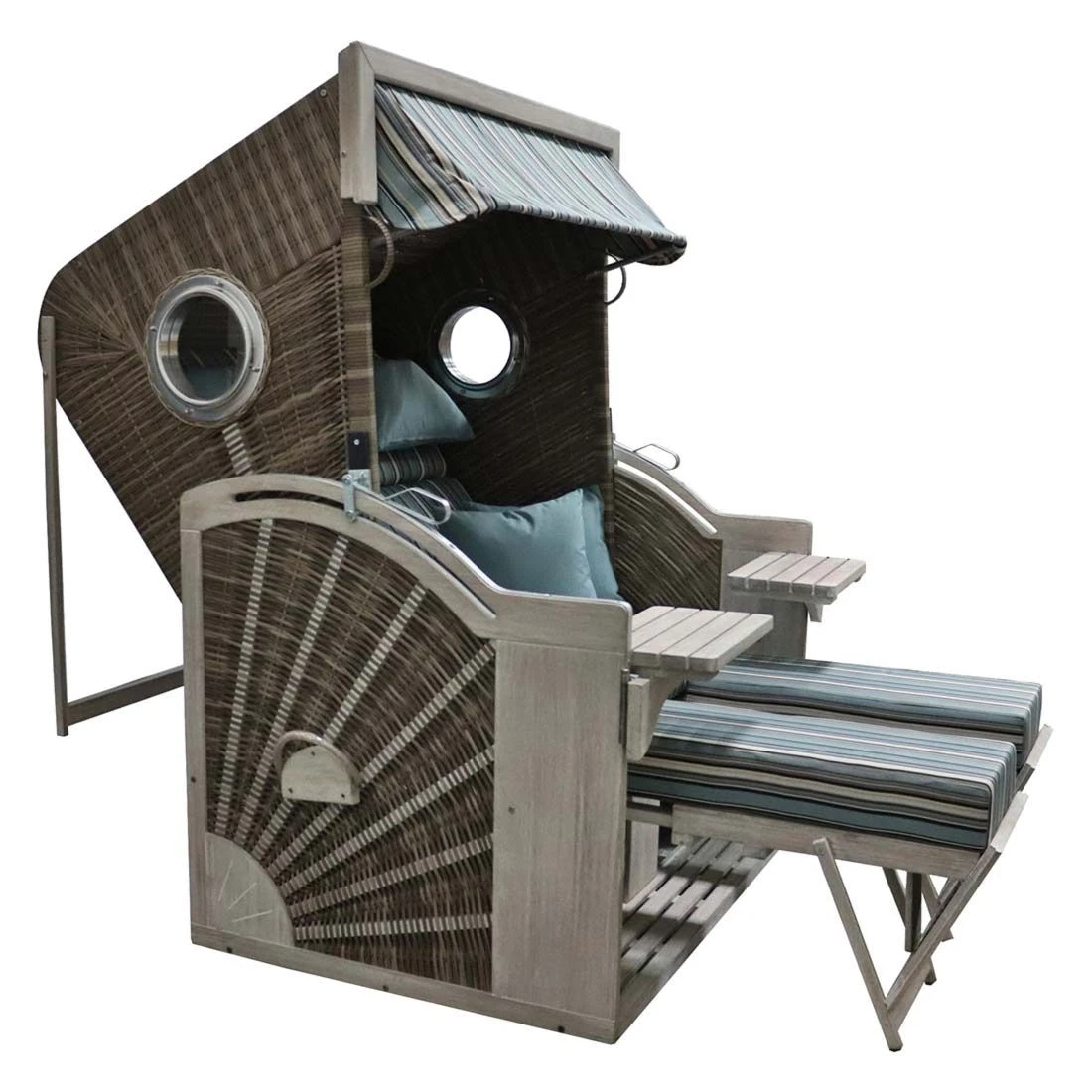 DeVries Pure Seaside L Strandkorb Geflecht/Pinienholz 444 Ice Flower 4 DeVries Pure Seaside L Strandkorb Geflecht/Pinienholz 444 Ice Flower – Bild 2