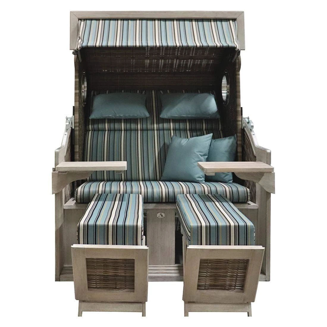 DeVries Pure Seaside L Strandkorb Geflecht/Pinienholz 444 Ice Flower 5 DeVries Pure Seaside L Strandkorb Geflecht/Pinienholz 444 Ice Flower – Bild 3