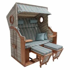 DeVries Pure Wave XL Strandkorb Geflecht/Pinie Des.444 Seashell/Light Brown Glazed