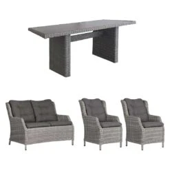 DeVries Salou Gartenmöbelset 4-tlg. Mit Tisch 165x90 Cm Old White/Grau