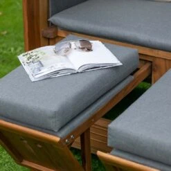 DeVries Trend 45 PE Strandkorb Akazie/Geflecht Des.751 Natur/Grau -Garten Leben devries trend 45 pe strandkorb akazie geflecht des 751 1438660 6