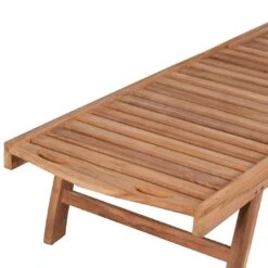 DeVries Woodie Gartenliege Mit Rädern Teak/Polyester Natur/Grau -Garten Leben devries woodie gartenliege mit raedern teak polyester 1438616 6