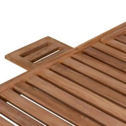 DeVries Woodie Gartenliege Mit Rädern Teak/Polyester Natur/Grau -Garten Leben devries woodie gartenliege mit raedern teak polyester 1438616 7