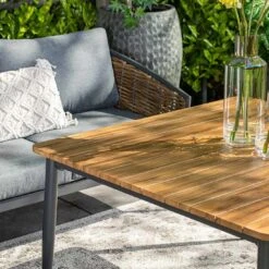 Garden Impressions Bali Dininglounge 4-tlg. Aluminium/Rattan Carbon Black/Mystic Grey -Garten Leben garden impressions bali loungeset 4 tlg aluminium rattan 1436141 5