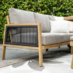 Garden Impressions Decala Dininglounge 5-tlg. Aluminium/Rope/Textilene Teaklook/Taupe -Garten Leben garden impressions decala loungeset 5 tlg aluminium rattan textilene 1436108 6