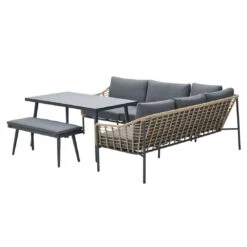 Garden Impressions Semarang Dininglounge Aluminium/Rope Carbon Black/Mystic Grey -Garten Leben garden impressions semarang dininglounge aluminium rope 1352970 3