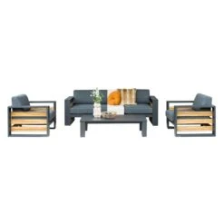 Garden Impressions Solo Loungeset 4-tlg. Aluminium/Polyester Carbon Black/Mystic Grey