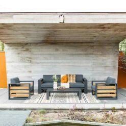 Garden Impressions Solo Loungeset 4-tlg. Aluminium/Polyester Carbon Black/Mystic Grey -Garten Leben garden impressions solo sofagruppe 4 tlg aluminium polyester 1414834 5