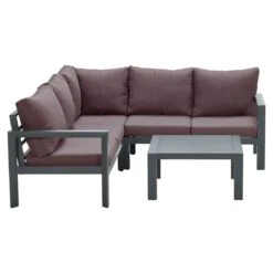 Garden Impressions Zion Ecklounge Aluminium/Polster + Tisch 75x75 Cm Carbon Black/Copper -Garten Leben garden impressions zion loungeecke aluminium polster 1349780 3