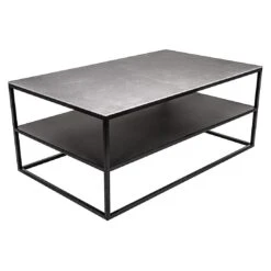 GRADEL Frame Alex 2 Loungetisch 100x60cm Eisen/Keramik Schwarz/Betongrau