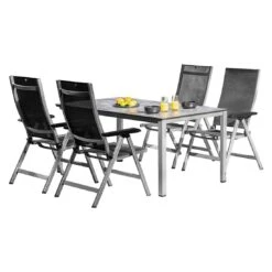 Kettler Basic+ Premium Gartenmöbel-Set 5-tlg. Tisch 160x95cm Silber/Lakritz -Garten Leben kettler basic premium gartenmoebel set 5 tlg t160x95cm 1476467 1