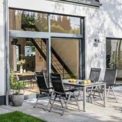 Kettler Basic+ Premium Gartenmöbel-Set 5-tlg. Tisch 160x95cm Silber/Lakritz -Garten Leben kettler basic premium gartenmoebel set 5 tlg t160x95cm 1476467 2