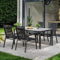 Kettler Basic+Premium Gartenmöbel-Set 5-tlg. Tisch 160x95 Cm Anthrazit/Lakritz