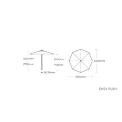 Kettler Easy Push Stockschirm Aluminium/Polyester Anthrazit/Hellgrau Meliert -Garten Leben kettler easy push stockschirm o300cm aluminium polyester anthrazit hellgrau meliert 1289973 5