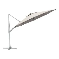 Kettler Easy Turn Ampelschirm Ø330cm Aluminium/Polyester Silber/Hellgrau Meliert -Garten Leben kettler easy turn ampelschirm o330cm aluminium polyester silber hellgrau meliert 1306704 1