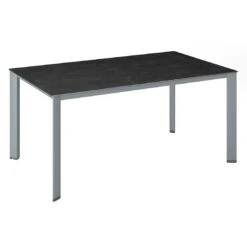 Kettler Edge Gartentisch 140x70cm Aluminium/Keramik-Glas Silber/Fossil-Natur