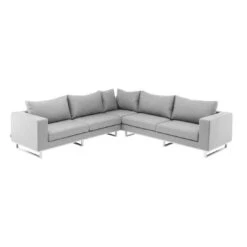 Kettler Ego Ecklounge 2-teilig Aluminium/Sunbrella Silber/Grau Meliert -Garten Leben kettler ego loungeecke 2tlg aluminium sunbrella silber flanelle 1005062 2