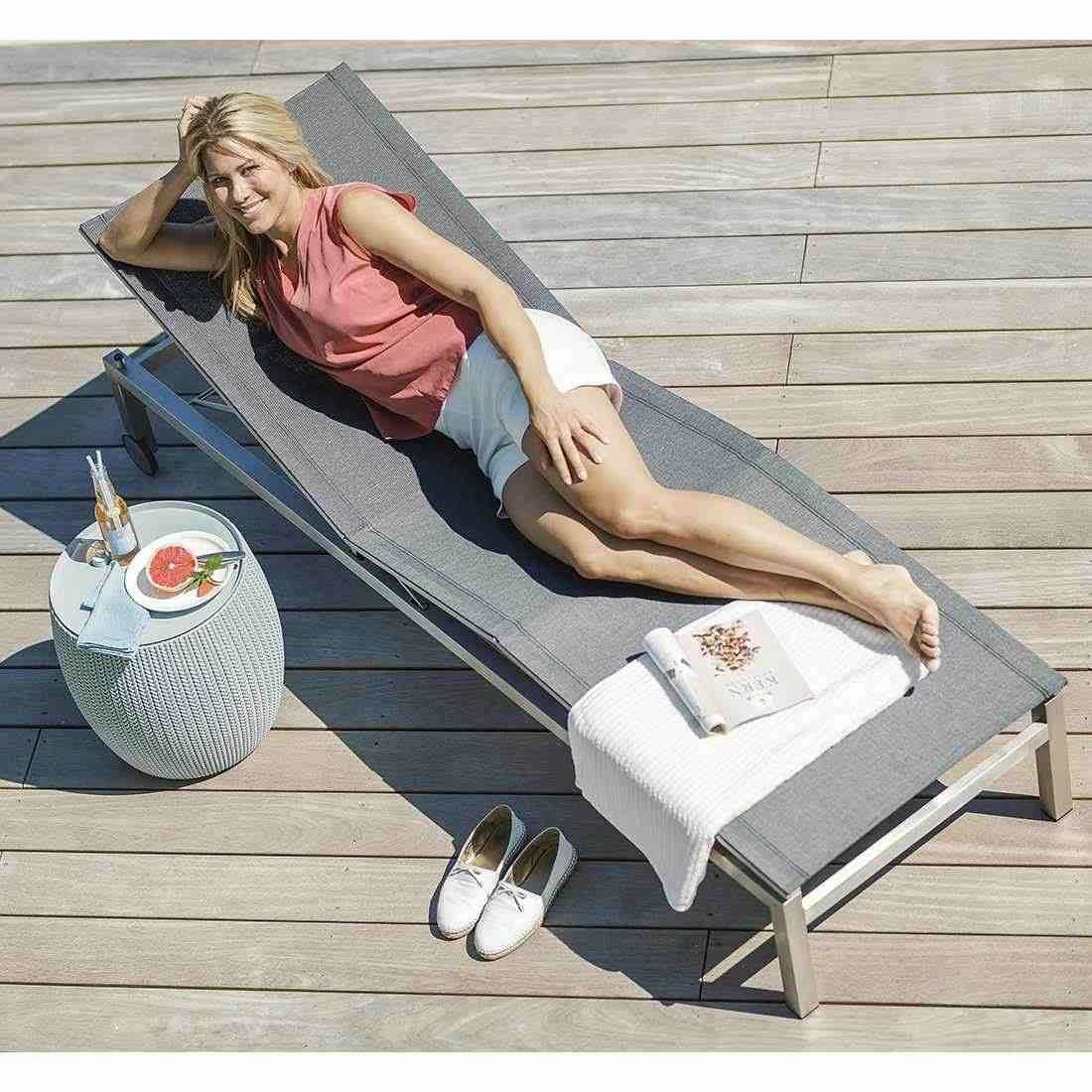 Kettler Feel Gartenliege Edelstahl/Textilene Grau Meliert 6 Kettler Feel Gartenliege Edelstahl/Textilene Grau Meliert – Bild 4