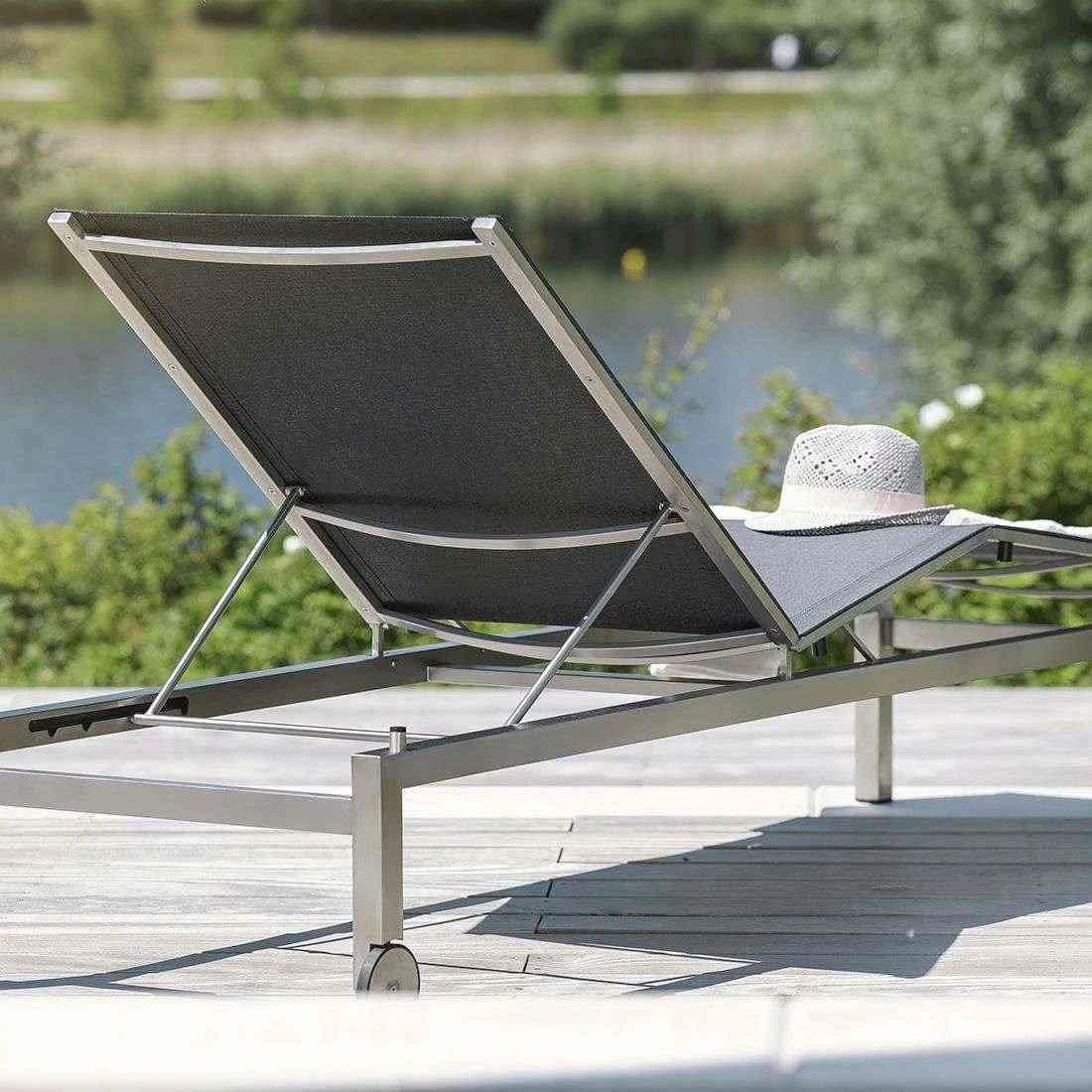 Kettler Feel Gartenliege Edelstahl/Textilene Grau Meliert 7 Kettler Feel Gartenliege Edelstahl/Textilene Grau Meliert – Bild 5