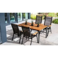 Kettler Memphis Klappsessel Aluminium/Textilene Mit Teak-Armlehnen Anthrazit/Bronze -Garten Leben kettler memphis klappsessel alu textilen anthrazit bronze 2