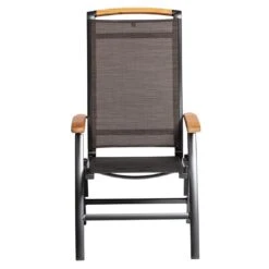 Kettler Memphis Klappsessel Aluminium/Textilene Mit Teak-Armlehnen Anthrazit/Bronze -Garten Leben kettler memphis klappsessel alu textilen anthrazit bronze 3