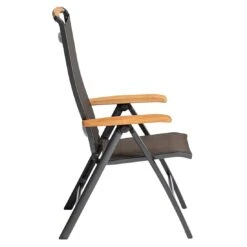 Kettler Memphis Klappsessel Aluminium/Textilene Mit Teak-Armlehnen Anthrazit/Bronze -Garten Leben kettler memphis klappsessel alu textilen anthrazit bronze 4