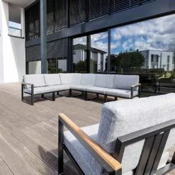 Kettler Ocean Skid Ecklounge 7-tlg. Aluminium/Olefin Anthrazit/Hellgrau Meliert -Garten Leben kettler ocean skid dininglounge 7 tlg aluminium olefin 1351441 1