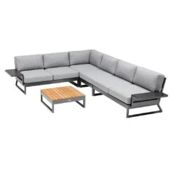 Kettler Ocean Skid Platform Ecklounge 7-tlg. Mit Loungetisch 70x70cm Alu/Olefin Anthrazit/Grau -Garten Leben kettler ocean skid loungecke 7 tlg mit tisch 70x70cm 1395859 1