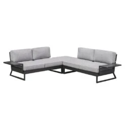 Kettler Ocean Skid Platform Ecklounge 5-tlg. Aluminium/Olefin Hellgrau -Garten Leben kettler ocean skid loungeset 5 tlg mit tisch 61x27x24cm 1393516 1