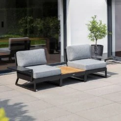 Kettler Ocean Skid Platform Loungeset Aluminium/Olefin Anthrazit/Hellgrau Meliert