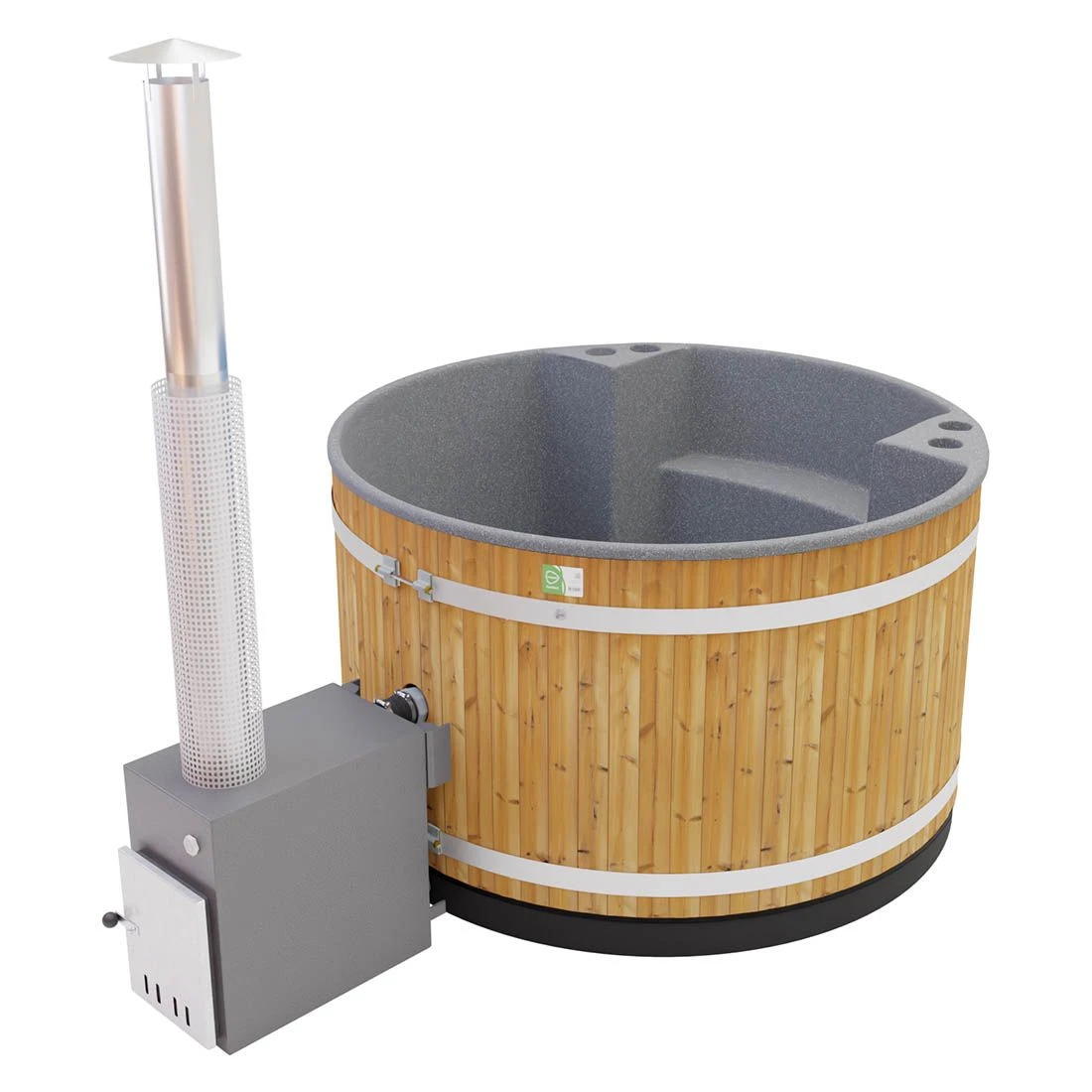 KIRAMI Comfort Family M Badefass-Set Hot Tub Ø170cm Natur/Stone Grey 3 KIRAMI Comfort Family M Badefass-Set Hot Tub Ø170cm Natur/Stone Grey