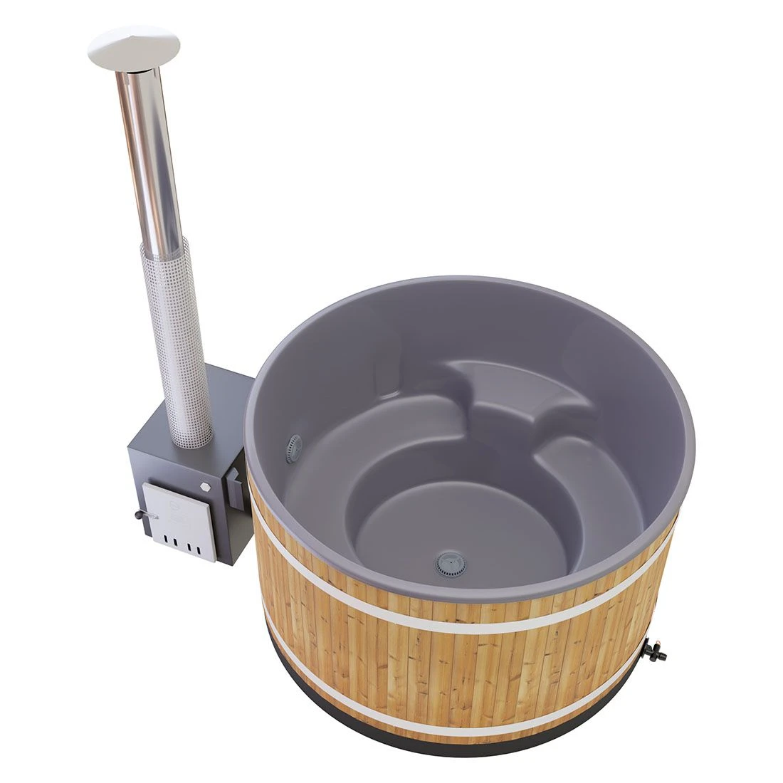 KIRAMI Comfort Steady M Badefass-Set Hot Tub Ø170cm Natur/Casual Grey 4 KIRAMI Comfort Steady M Badefass-Set Hot Tub Ø170cm Natur/Casual Grey – Bild 2