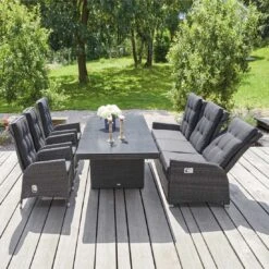 LC Garden Barcelona Gartensofa Komfort Geflecht Grau Mix/Schwarz -Garten Leben l c wholesaler barcelona 3 sitzersofa dining geflecht grey mix anthrazit 1094085 7