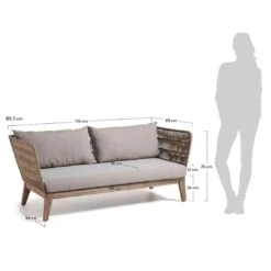 La Forma Belleny Gartensofa Eukalyptus/Rope Inklusive Kissen Beige -Garten Leben laforma bellano 3 sitzer sofa 176x70x80cm eukalyptus rope beige 1074571 3