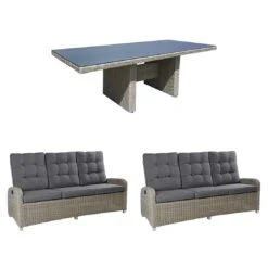 LC Garden Bilbao Gartenmöbelset 3-tlg. Tisch 220x100cm Grau -Garten Leben lc garden bilbao gartenmobelset 3tlg tisch 220x100 cm stone grey 1179654 2