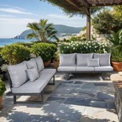 LC Garden Bondino Loungeset 2-tlg. Aluminium/Polyester Anthrazit/Grau