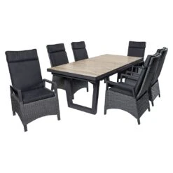 LC Garden Keramo Gartenmöbel-Set 7-tlg. Tisch 200/260x100cm Grau Mix/Anthrazit