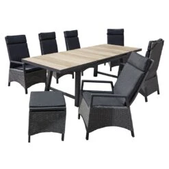 LC Garden Keramo Gartenmöbel-Set 8-tlg. Tisch 200/260x100cm Grau Mix/Anthrazit