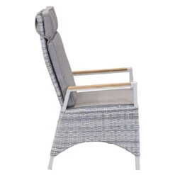 LC Garden Keramo Dining Verstellsessel Aluminium/Geflecht Off White/Cold White -Garten Leben lc garden keramo loungesessel aluminium geflecht teak armlehnen 1434337 3